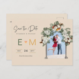 Foto Weddenschap Save the Date Cream Floral Briefk Briefkaart