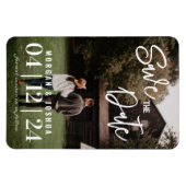 Foto Weddenschap Save the Date Magnet | Faux Vellu Magneet (Horizontaal)