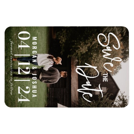 Foto Weddenschap Save the Date Magnet | Faux Vellu Magneet (Horizontaal)
