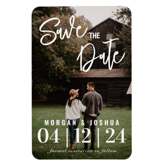 Foto Weddenschap Save the Date Magnet | Faux Vellu Magneet (Verticaal)
