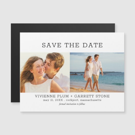 Foto Weddenschap Save the Date Magnets Two Photo Magnetische Uitnodiging (Voorkant / Achterkant)
