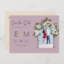 Foto Weddenschap Save the Date Mauve Floral Briefk