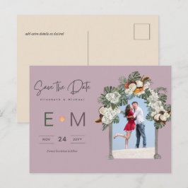 Foto Weddenschap Save the Date Mauve Floral Briefk Briefkaart