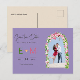 Foto Weddenschap Save the Date Pink Floral Briefka Briefkaart