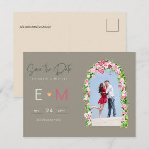 Foto Weddenschap Save the Date Pink Floral Briefka Briefkaart