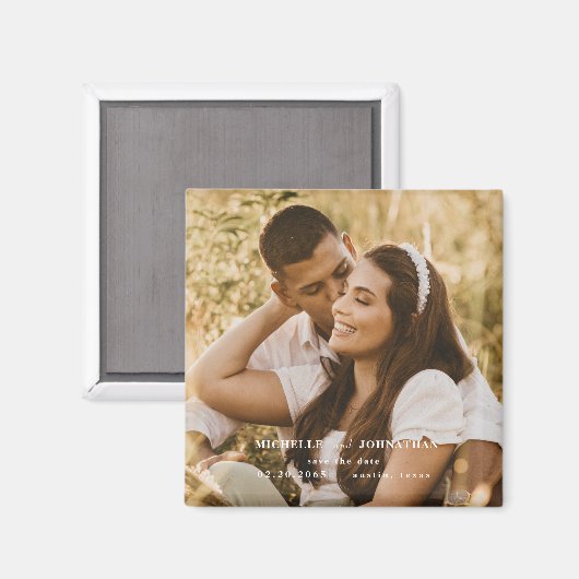 Foto Weddenschap Save the Date Square Magnet (Voorkant / Achterkant)