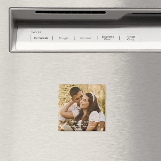 Foto Weddenschap Save the Date Square Magnet (Insitu (Vaatwasser))