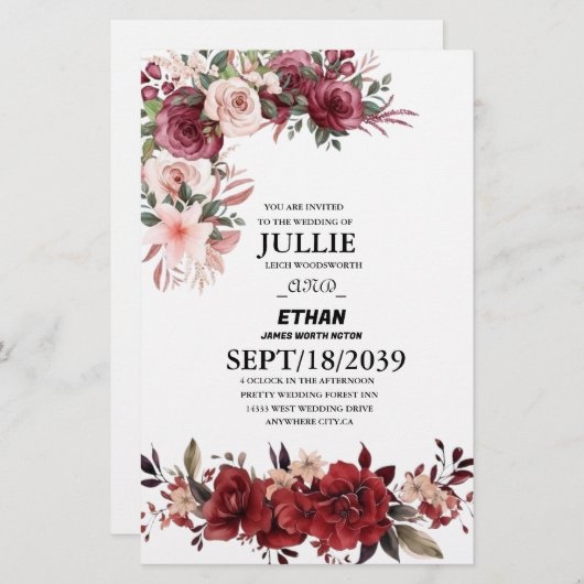 Foto Weddenschap Uitnodiging Briefpapier (Voorkant / Achterkant)