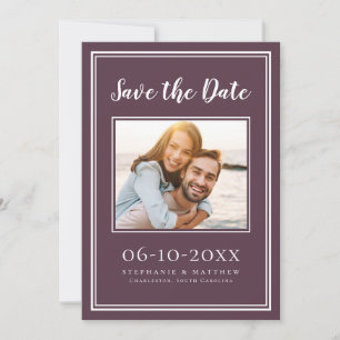 Foto Weddenschap Verloving Simple Modern Paars Plu Save The Date