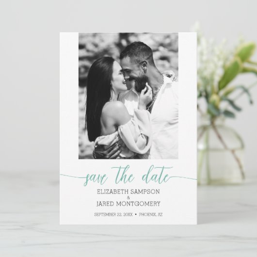 Foto Wedding Aqua Save The Date (Staand voorkant)