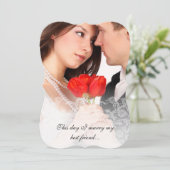 Foto Wedding  Damask-uitnodigingen Kaart (Staand voorkant)