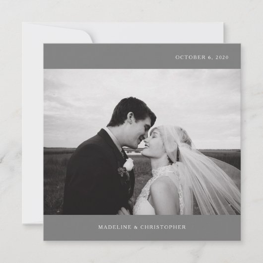 FOTO WEDDING DANK U | Minimalistisch modern Bedankkaart (Voorkant)