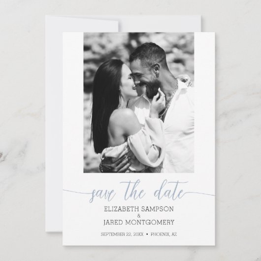 Foto Wedding Dusty Blue Save The Date (Voorkant)