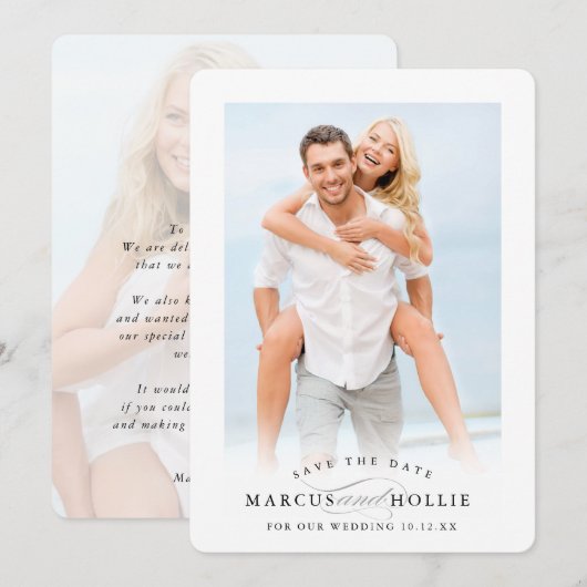 FOTO WEDDING elegant minimalist behalve de datum Kaart (Voorkant / Achterkant)