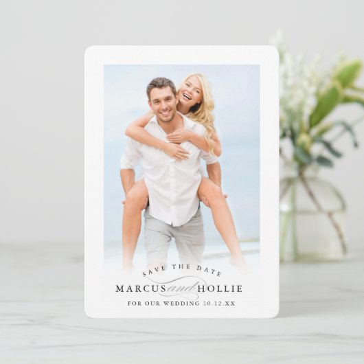 FOTO WEDDING elegant minimalist behalve de datum Kaart (Staand voorkant)