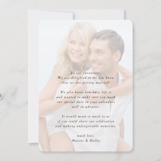 FOTO WEDDING elegant minimalist behalve de datum Kaart (Achterkant)