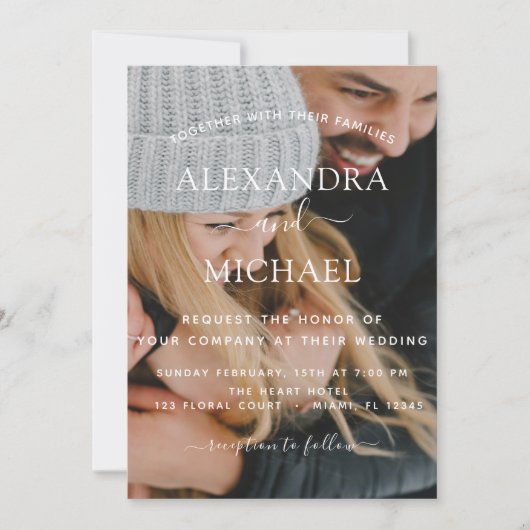 Foto Wedding Elegant Modern Typografie Kaart (Voorkant)