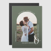 Foto Wedding Green Save the Date Magnetische Kaart (Voorkant / Achterkant)