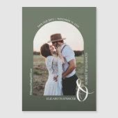 Foto Wedding Green Save the Date Magnetische Kaart (Voorkant)