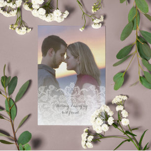 Foto Wedding Heirloom Damask-uitnodigingen Kaart