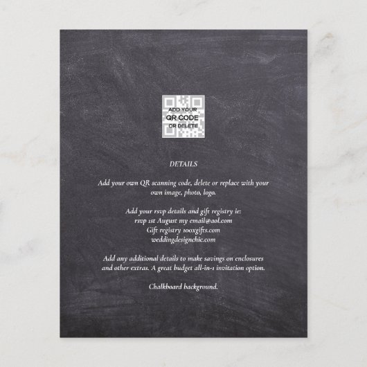 FOTO WEDDING INVITATION Budget Overlay Text LeahG (Achterkant)