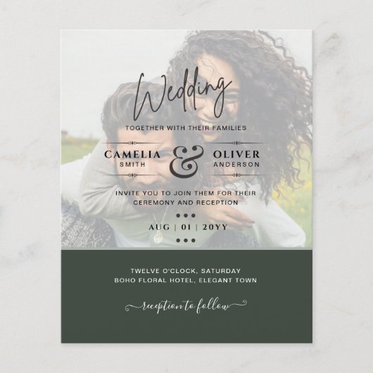 FOTO WEDDING INVITATION Budget Overlay Text LeahG Flyer (Voorkant)