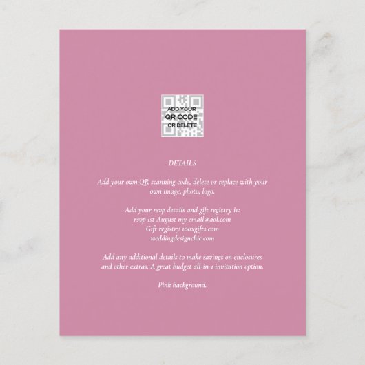 FOTO WEDDING INVITATION Budget Overlay Text LeahG Flyer (Achterkant)