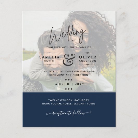 FOTO WEDDING INVITATION Budget Overlay Text LeahG Flyer (Voorkant)