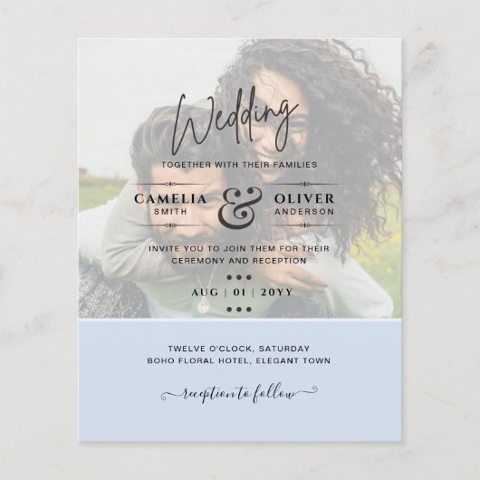FOTO WEDDING INVITATION Budget Overlay Text LeahG Flyer (Voorkant)