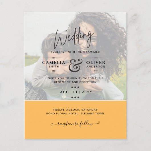FOTO WEDDING INVITATION Budget Overlay Text LeahG Flyer (Voorkant)