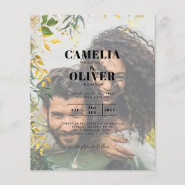 FOTO WEDDING INVITATION Greenery Gold LeahG Flyer
