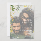 FOTO WEDDING INVITATION Greenery Gold LeahG Kaart (Voorkant)