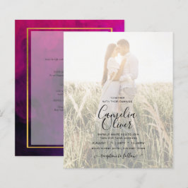 FOTO WEDDING INVITATION Magenta Paars Gold INK