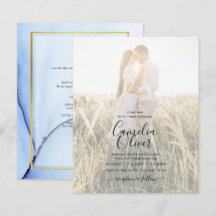 FOTO WEDDING INVITATION Navy Blue Gold INK LeahG