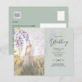 FOTO WEDDING INVITATION Wisteria Floral BUDGET (Voorkant / Achterkant)