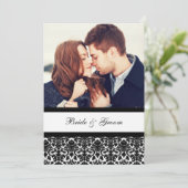 Foto Wedding Invitations Black Damask Kaart (Staand voorkant)