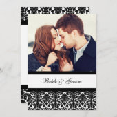 Foto Wedding Invitations Black Damask Kaart (Voorkant / Achterkant)