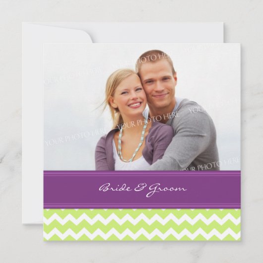 Foto Wedding Invitations Limoen Plum Chevron Kaart (Voorkant)