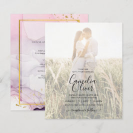 FOTO WEDDING INVITE Pink Paars Lavender Gold INK