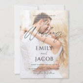 Foto Wedding Modern Script Typografie Kaart (Voorkant)