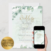 Foto Wedding nodigt Greenery Gold Eulcalyptus uit Kaart