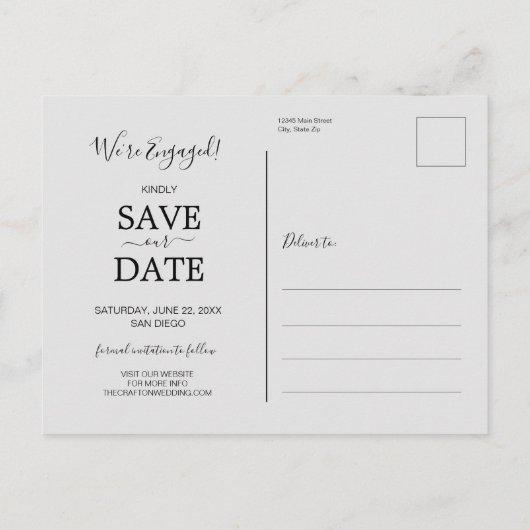 Foto Wedding Save the Date Aankondigingskaart (Achterkant)