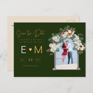 Foto Wedding Save the Date Emerald Green Floral Briefkaart