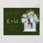 Foto Wedding Save the Date Emerald Green Floral Briefkaart (Voorkant)