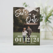 Foto Wedding Save the Date | Faux Vellum Overlay Kaart (Staand voorkant)