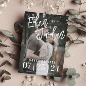 Foto Wedding Save the Date | Faux Vellum Overlay Kaart