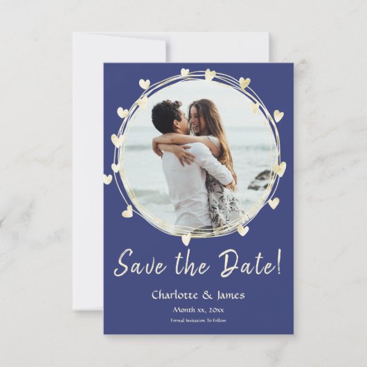 Foto Wedding Save the Date, Golden Hearts Save The Date (Voorkant)