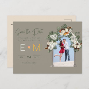 Foto Wedding Save the Date Olive Green Sage Flora Briefkaart