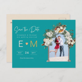 Foto Wedding Save the Date Turquoise Blauwgroen Fl Briefkaart