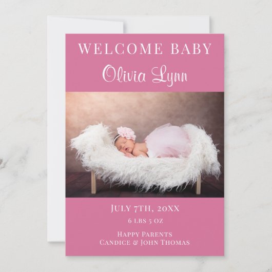 Foto Welkom Baby Aankondiging (Voorkant)